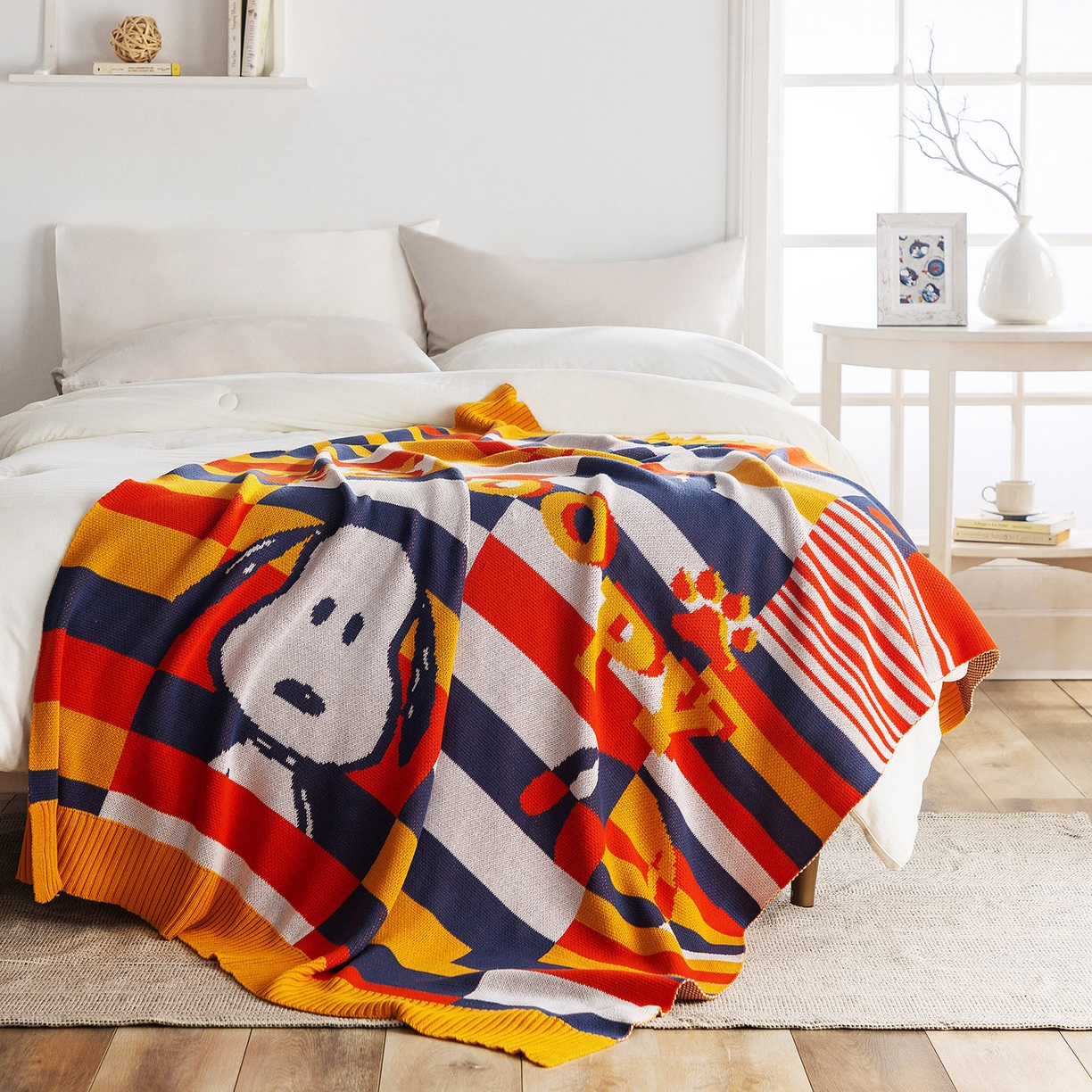 91家纺网 家纺一手货源 找家纺 （总）苏艺针织史努比SNOOPY正版授权独家全棉针织毯多功能针织盖毯终端控价