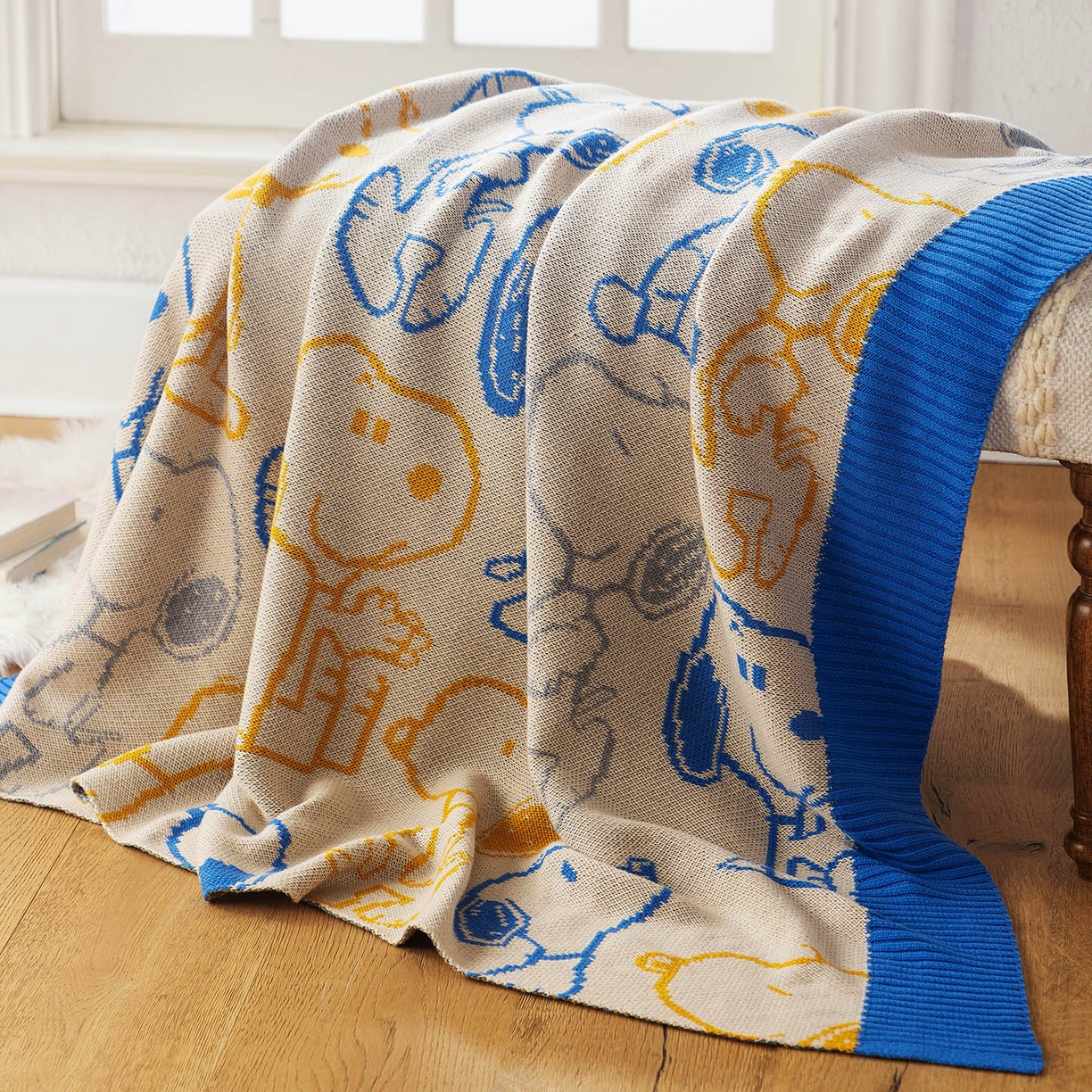 91家纺网 家纺一手货源 找家纺 苏艺针织史努比SNOOPY正版授权独家全棉针织多功能盖毯终端控价 史努比-百变派对