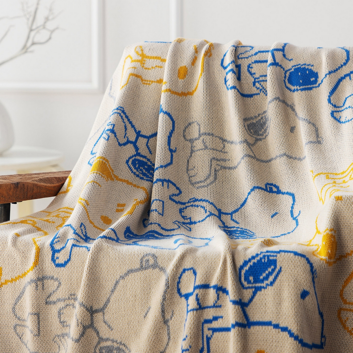 91家纺网 家纺一手货源 找家纺 苏艺针织史努比SNOOPY正版授权独家全棉针织多功能盖毯终端控价 史努比-百变派对