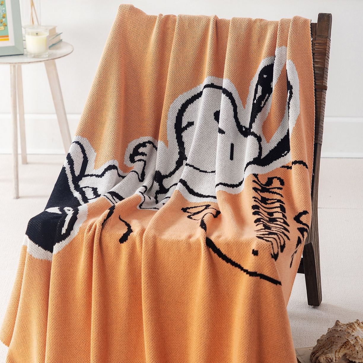 91家纺网 家纺一手货源 找家纺 苏艺针织史努比SNOOPY正版授权独家全棉针织多功能盖毯终端控价 史努比-滑板高手