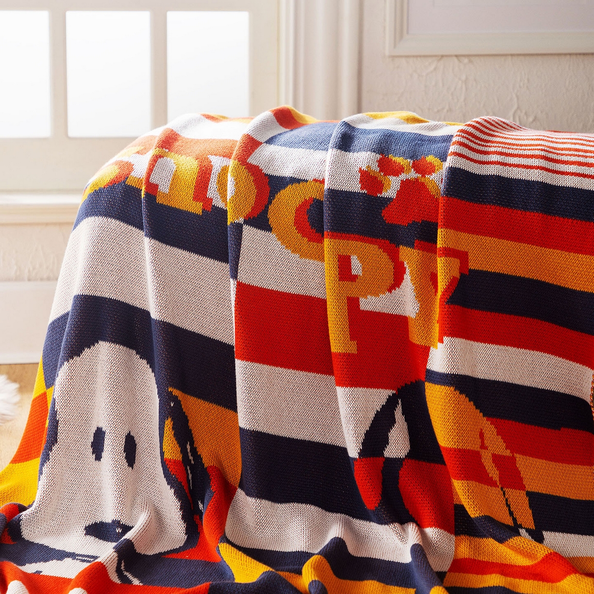 91家纺网 家纺一手货源 找家纺 苏艺针织史努比SNOOPY正版授权独家全棉针织多功能盖毯终端控价 史努比-幻像（黄）