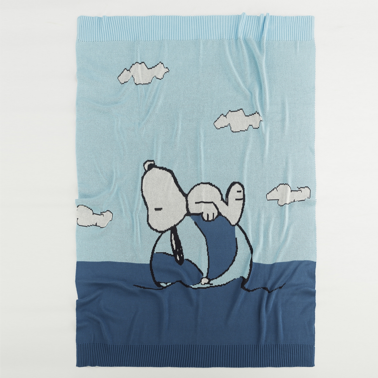 91家纺网 家纺一手货源 找家纺 苏艺针织史努比SNOOPY正版授权独家全棉针织多功能盖毯终端控价 史努比-晴空遐想