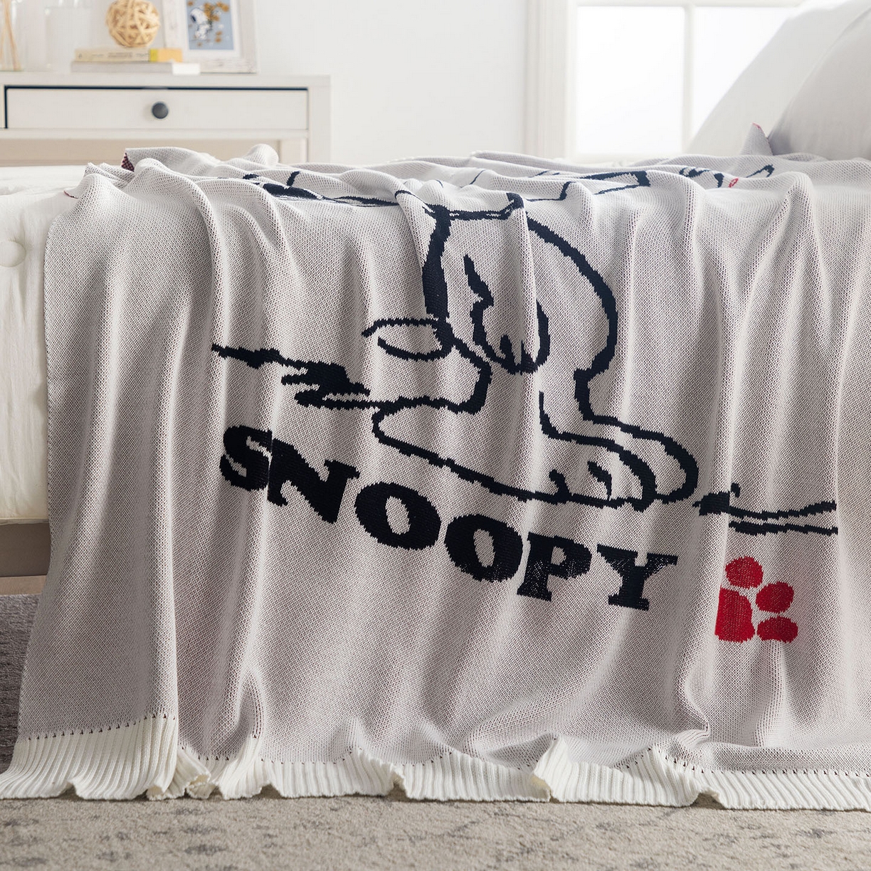 91家纺网 家纺一手货源 找家纺 苏艺针织史努比SNOOPY正版授权独家全棉针织多功能盖毯终端控价 史努比-世界限定