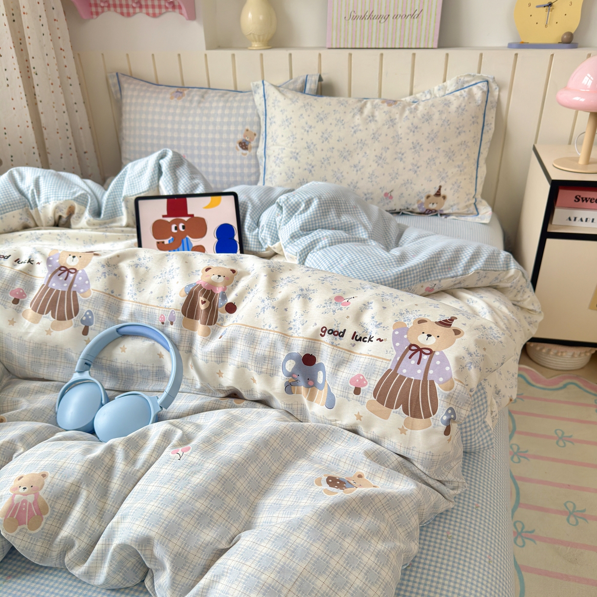 91家纺网 家纺一手货源 找家纺 （总）乐童家纺 2026新款全棉纯棉网红直播爆款吊边＋一字绣工艺款四件套（四）