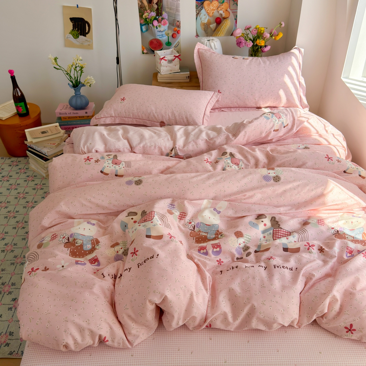 91家纺网 家纺一手货源 找家纺 （总）乐童家纺 2026新款全棉纯棉网红直播爆款吊边＋一字绣工艺款四件套（四）