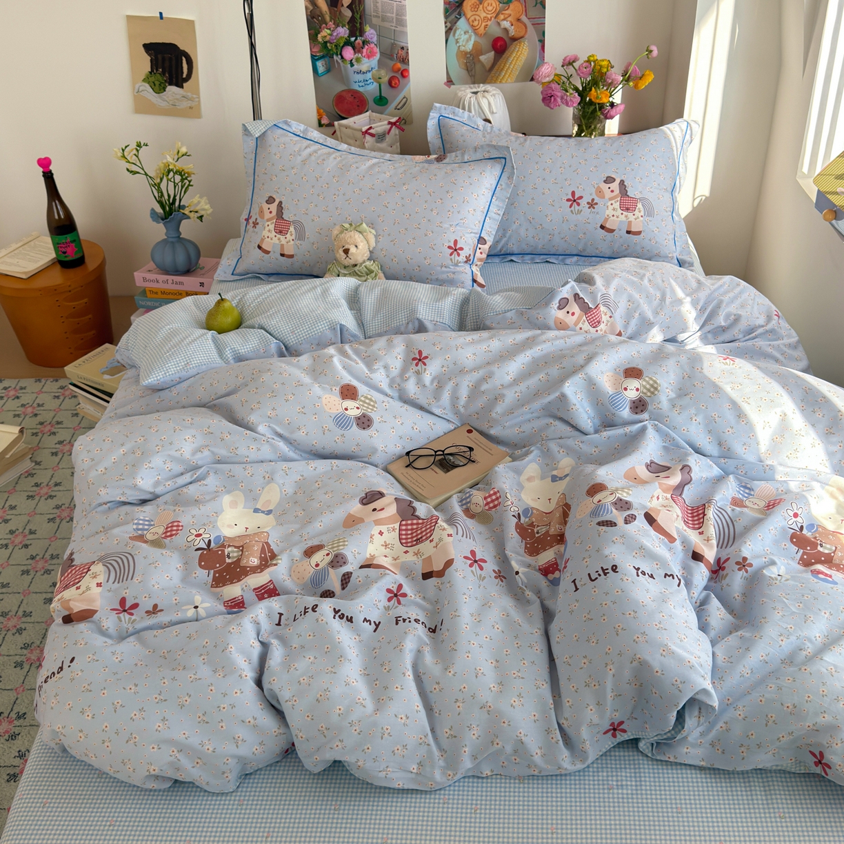 91家纺网 家纺一手货源 找家纺 （总）乐童家纺 2026新款全棉纯棉网红直播爆款吊边＋一字绣工艺款四件套（四）