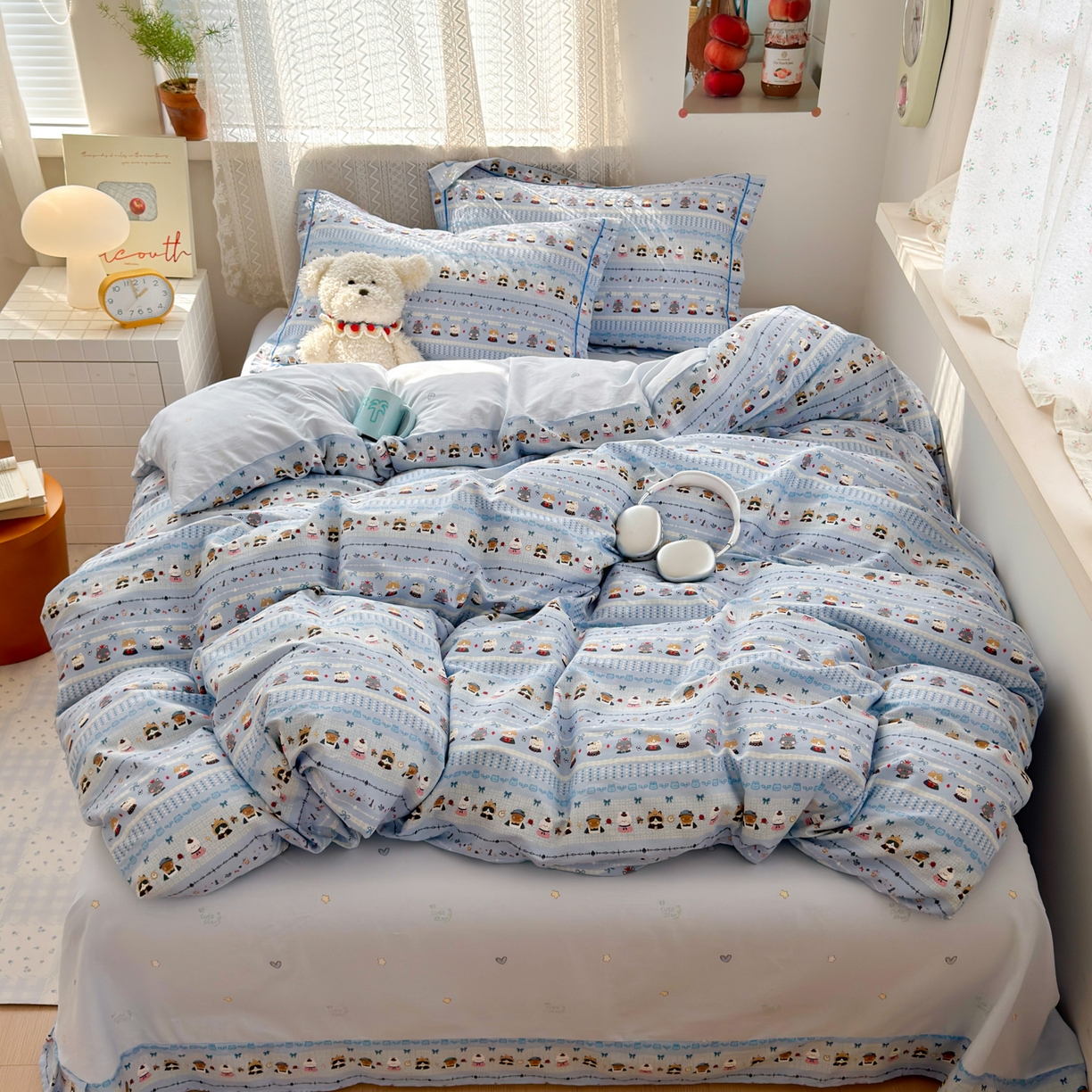 91家纺网 家纺一手货源 找家纺 （总）乐童家纺 2026新款全棉纯棉网红直播爆款吊边＋一字绣工艺款四件套（四）