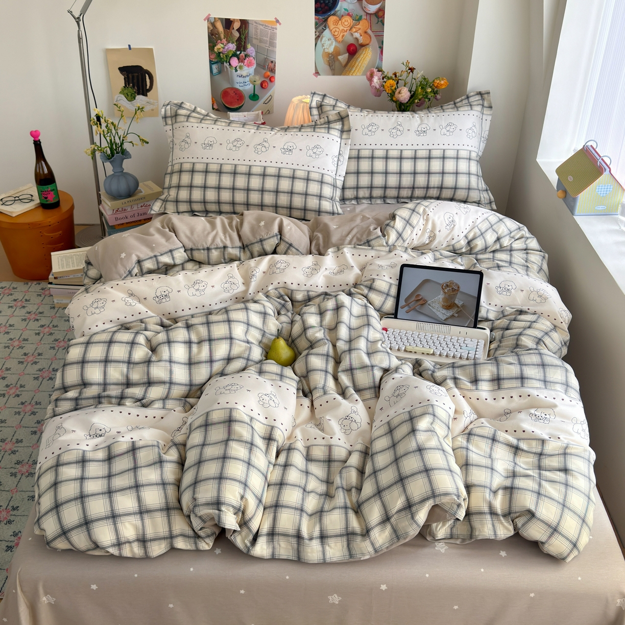 91家纺网 家纺一手货源 找家纺 （总）乐童家纺 2026新款全棉纯棉网红直播爆款吊边＋一字绣工艺款四件套（四）