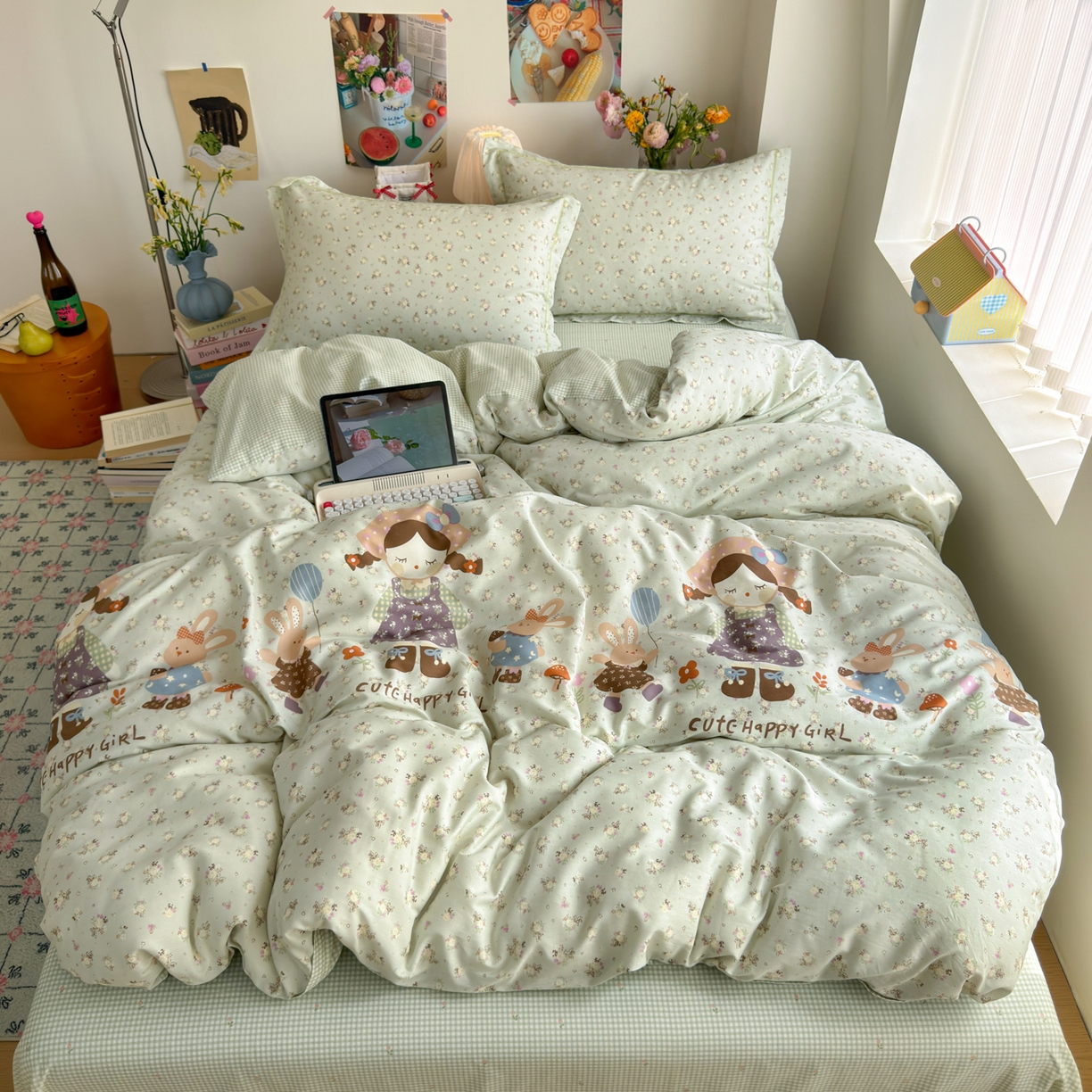 91家纺网 家纺一手货源 找家纺 （总）乐童家纺 2026新款全棉纯棉网红直播爆款吊边＋一字绣工艺款四件套（四）