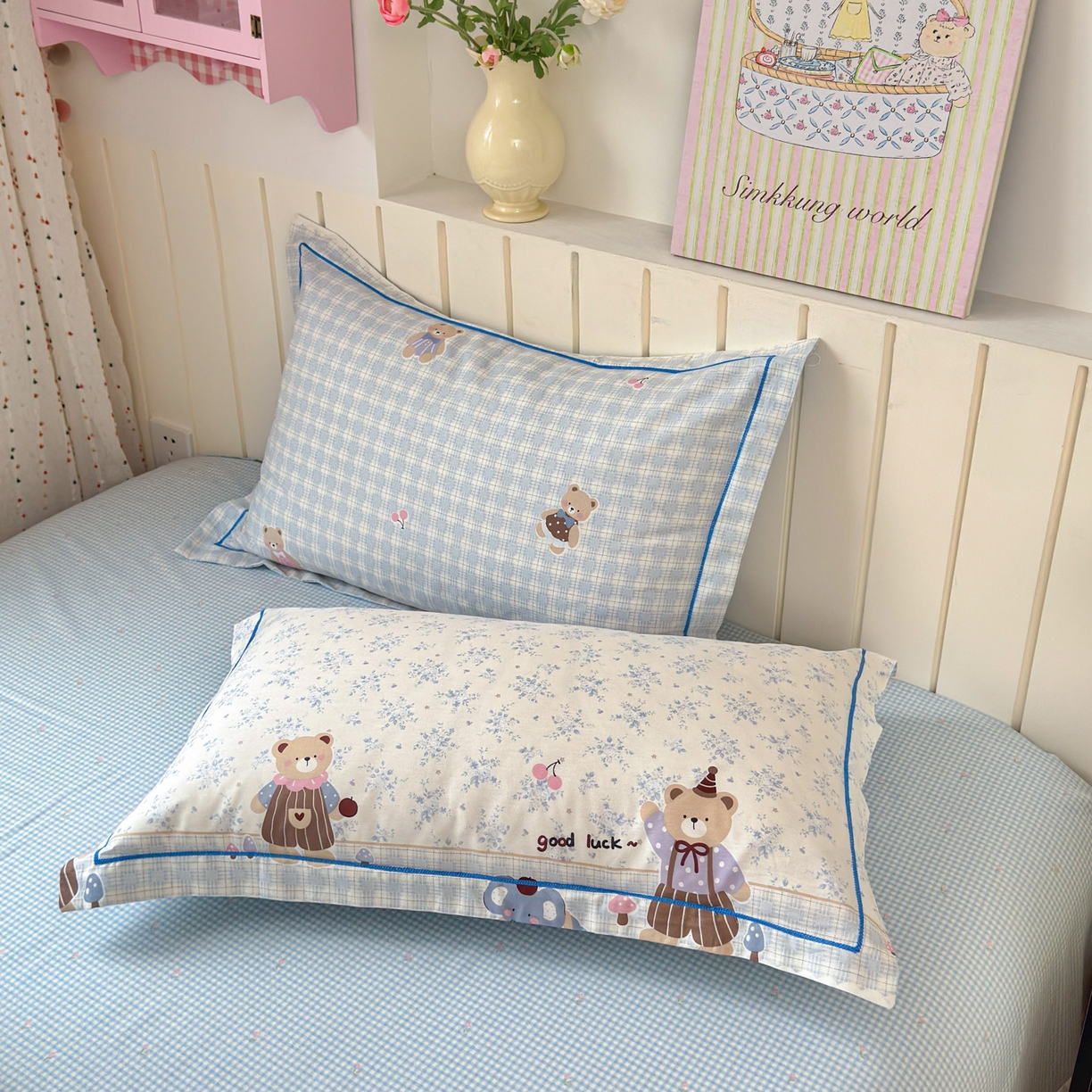 91家纺网 家纺一手货源 找家纺 乐童家纺 2026新款全棉纯棉网红直播爆款吊边＋一字绣工艺款四件套（四） 布偶野餐