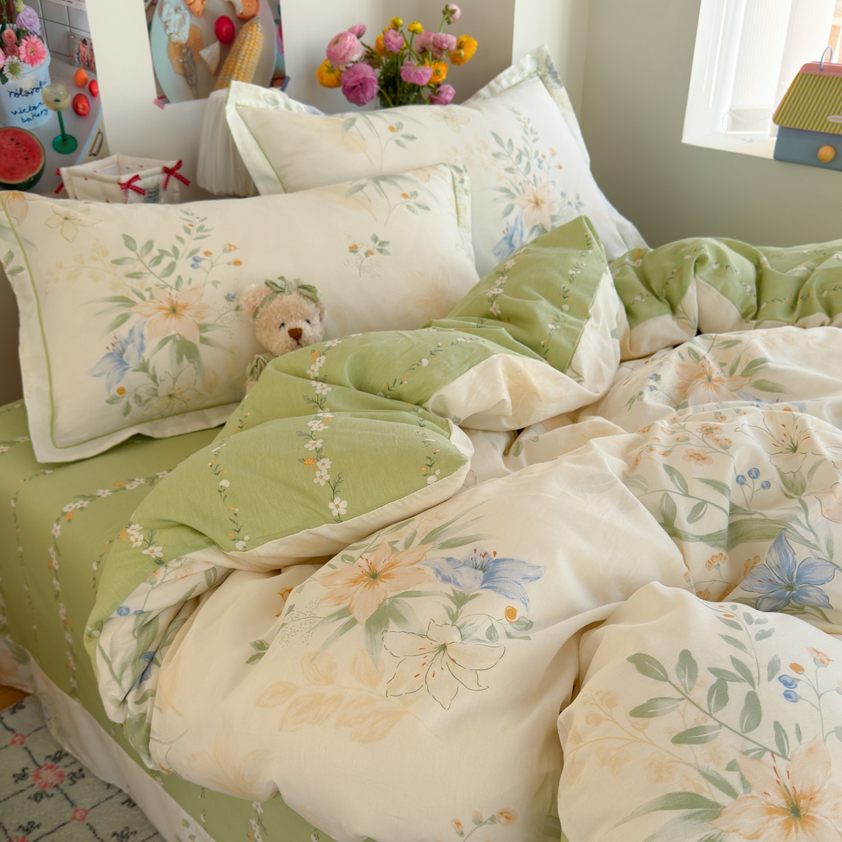 91家纺网 家纺一手货源 找家纺 乐童家纺 2026新款全棉纯棉网红直播爆款吊边＋一字绣工艺款四件套（四） 格拉花园