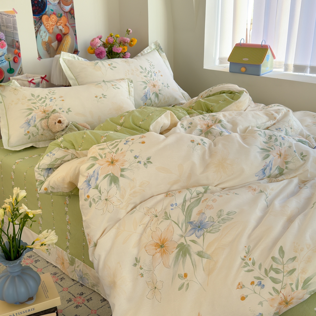 91家纺网 家纺一手货源 找家纺 乐童家纺 2026新款全棉纯棉网红直播爆款吊边＋一字绣工艺款四件套（四） 格拉花园