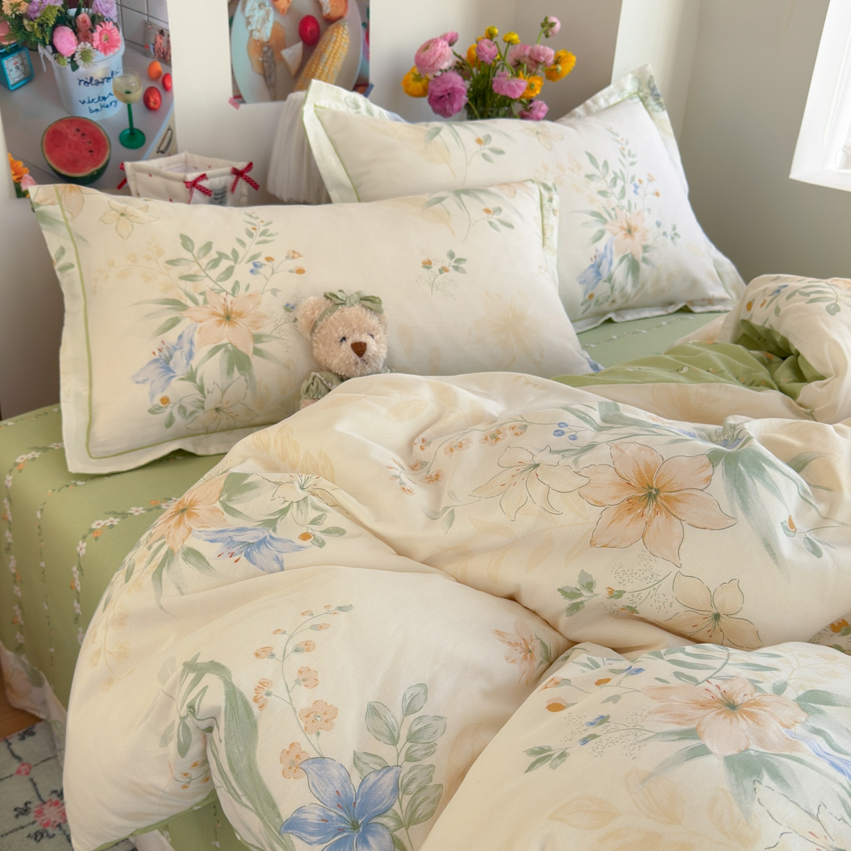 91家纺网 家纺一手货源 找家纺 乐童家纺 2026新款全棉纯棉网红直播爆款吊边＋一字绣工艺款四件套（四） 格拉花园