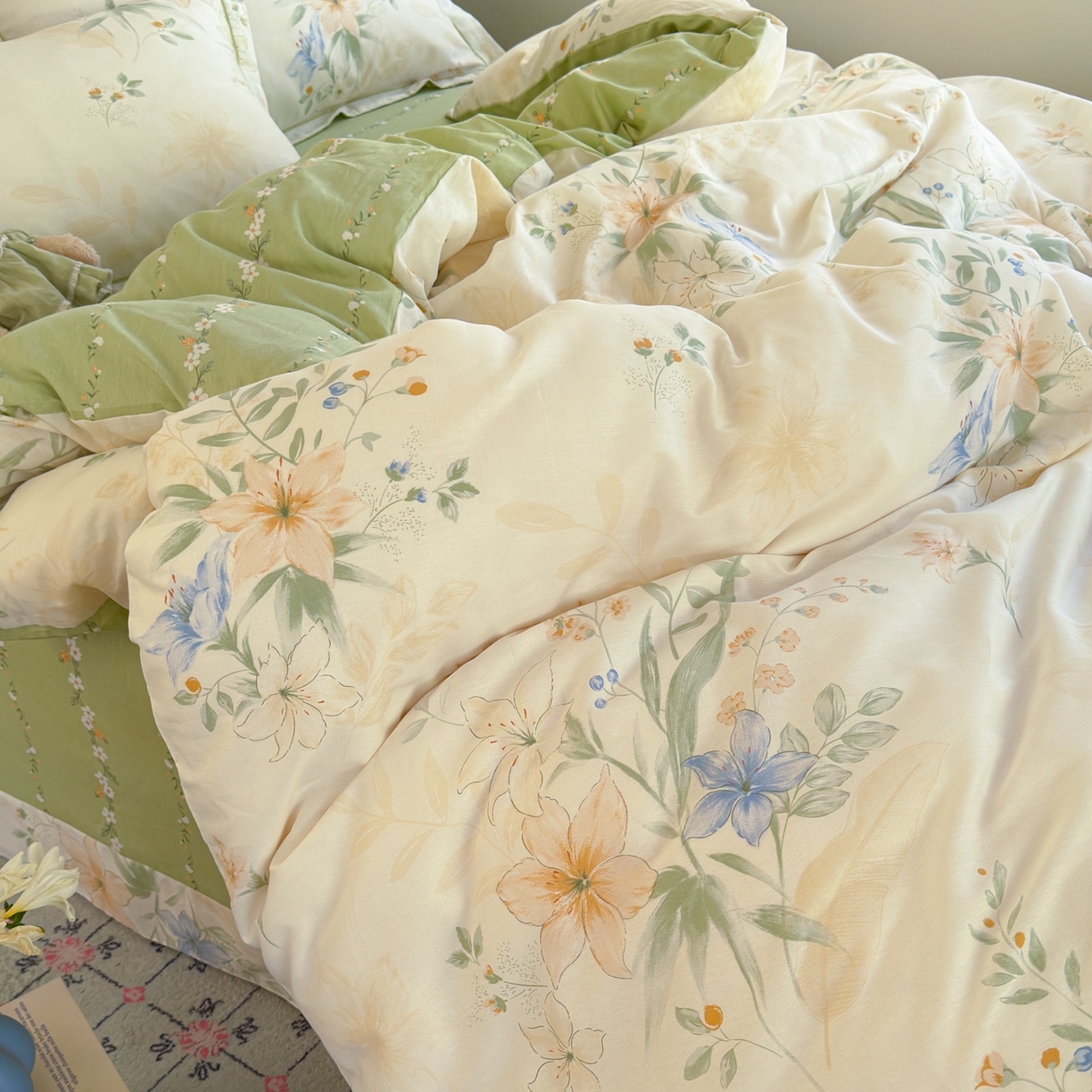 91家纺网 家纺一手货源 找家纺 乐童家纺 2026新款全棉纯棉网红直播爆款吊边＋一字绣工艺款四件套（四） 格拉花园