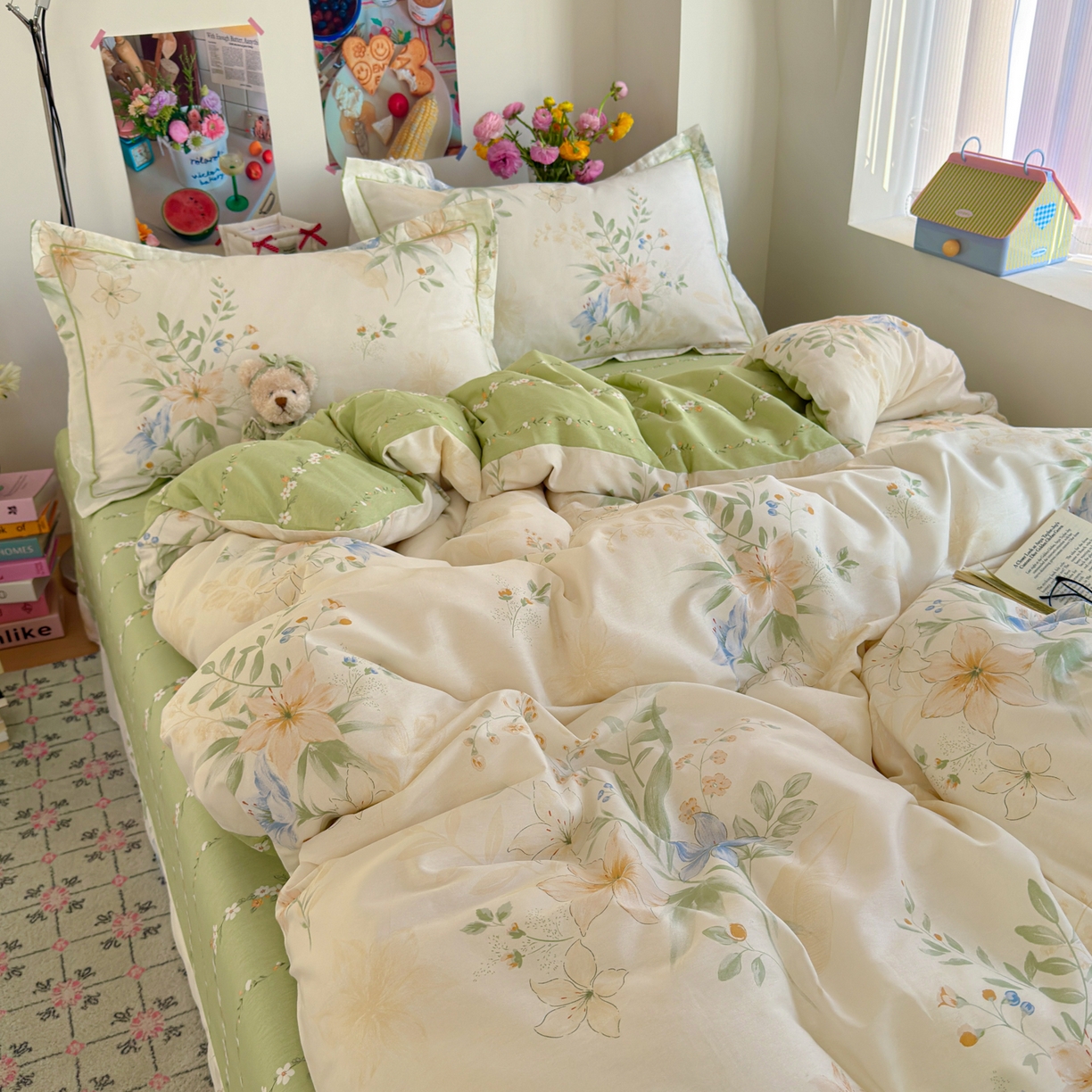 91家纺网 家纺一手货源 找家纺 乐童家纺 2026新款全棉纯棉网红直播爆款吊边＋一字绣工艺款四件套（四） 格拉花园