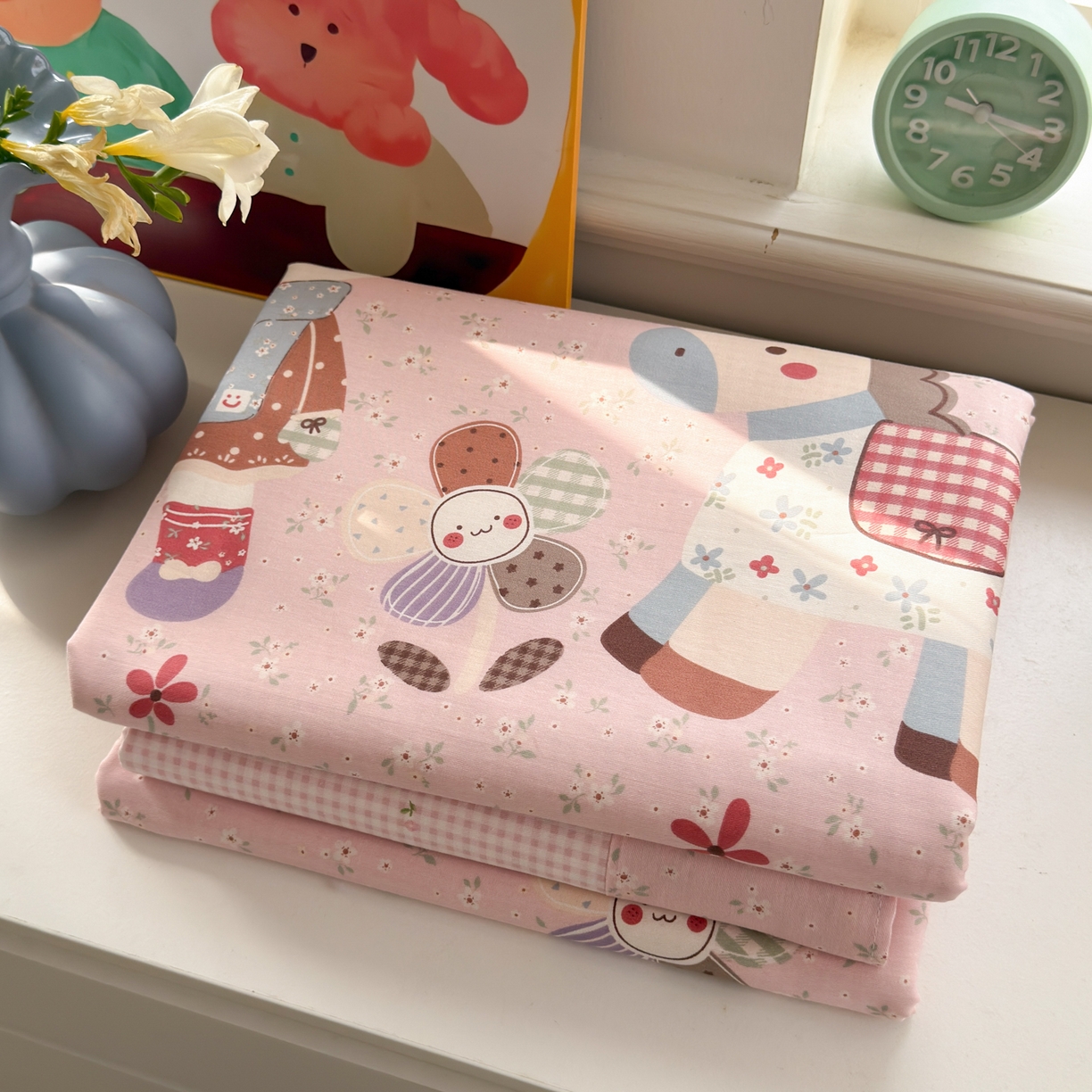 91家纺网 家纺一手货源 找家纺 乐童家纺 2026新款全棉纯棉网红直播爆款吊边＋一字绣工艺款四件套（四） 花田小伙伴 粉