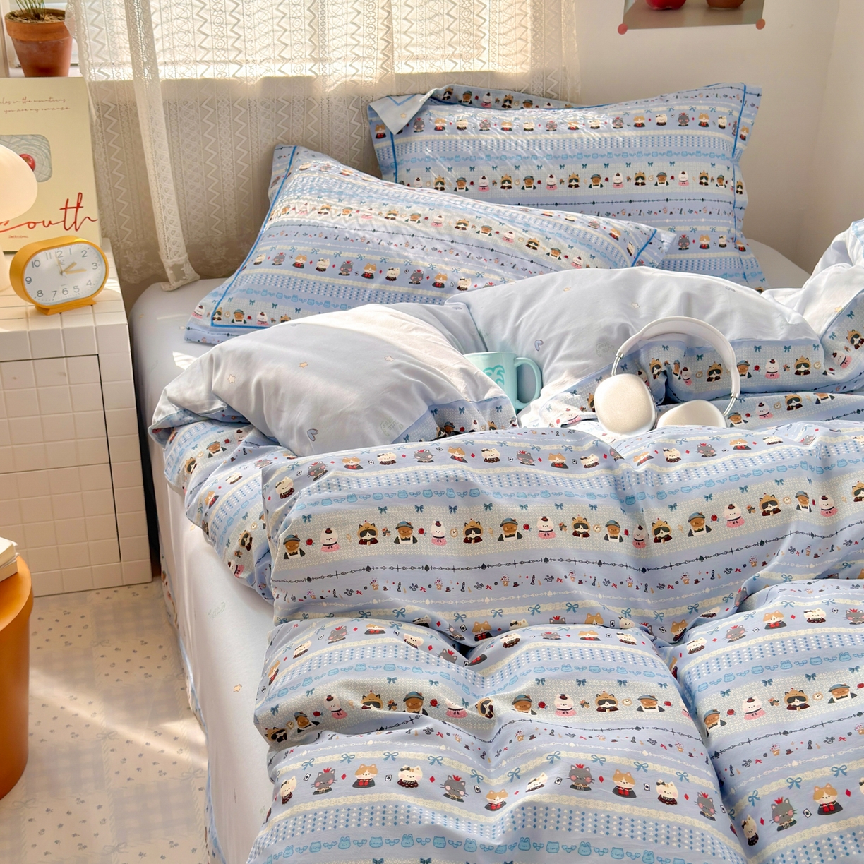 91家纺网 家纺一手货源 找家纺 乐童家纺 2026新款全棉纯棉网红直播爆款吊边＋一字绣工艺款四件套（四） 喵小姐的家