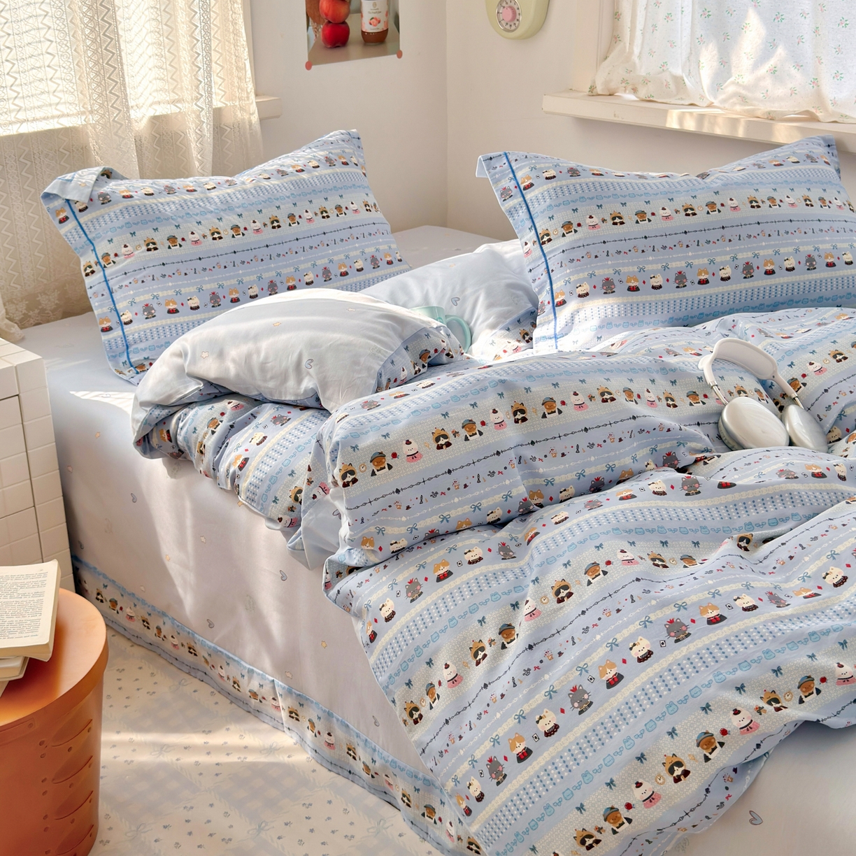 91家纺网 家纺一手货源 找家纺 乐童家纺 2026新款全棉纯棉网红直播爆款吊边＋一字绣工艺款四件套（四） 喵小姐的家