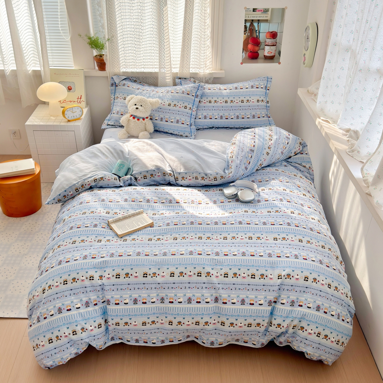 91家纺网 家纺一手货源 找家纺 乐童家纺 2026新款全棉纯棉网红直播爆款吊边＋一字绣工艺款四件套（四） 喵小姐的家