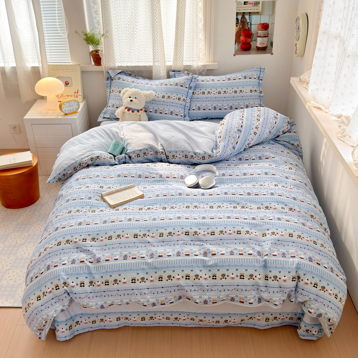 91家纺网 家纺一手货源 找家纺 乐童家纺 2026新款全棉纯棉网红直播爆款吊边＋一字绣工艺款四件套（四） 喵小姐的家