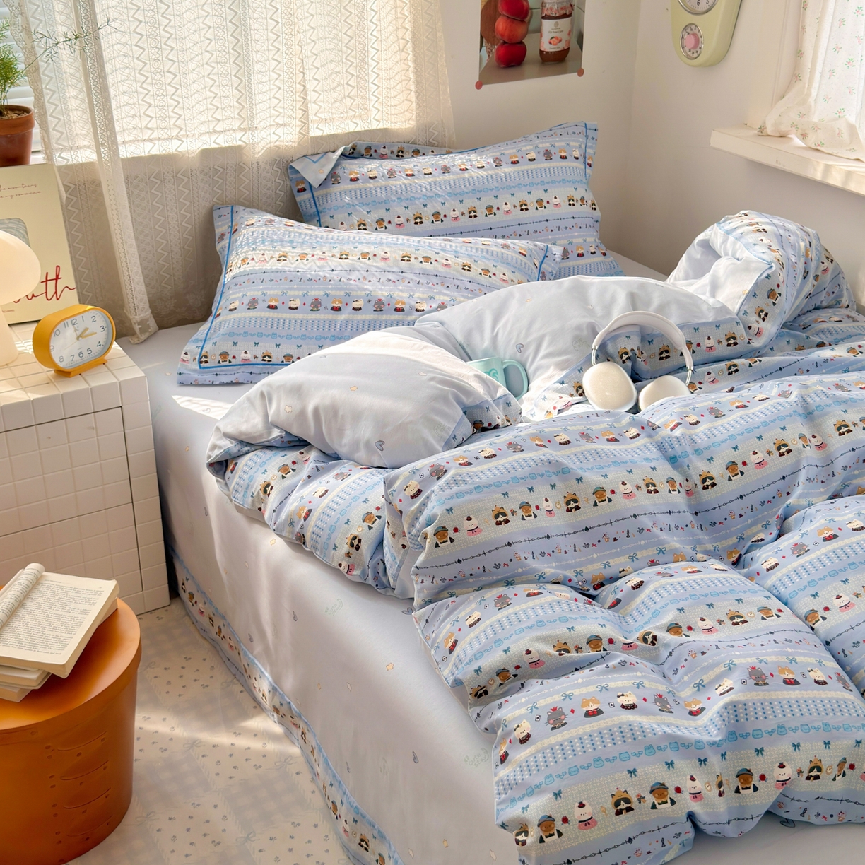 91家纺网 家纺一手货源 找家纺 乐童家纺 2026新款全棉纯棉网红直播爆款吊边＋一字绣工艺款四件套（四） 喵小姐的家