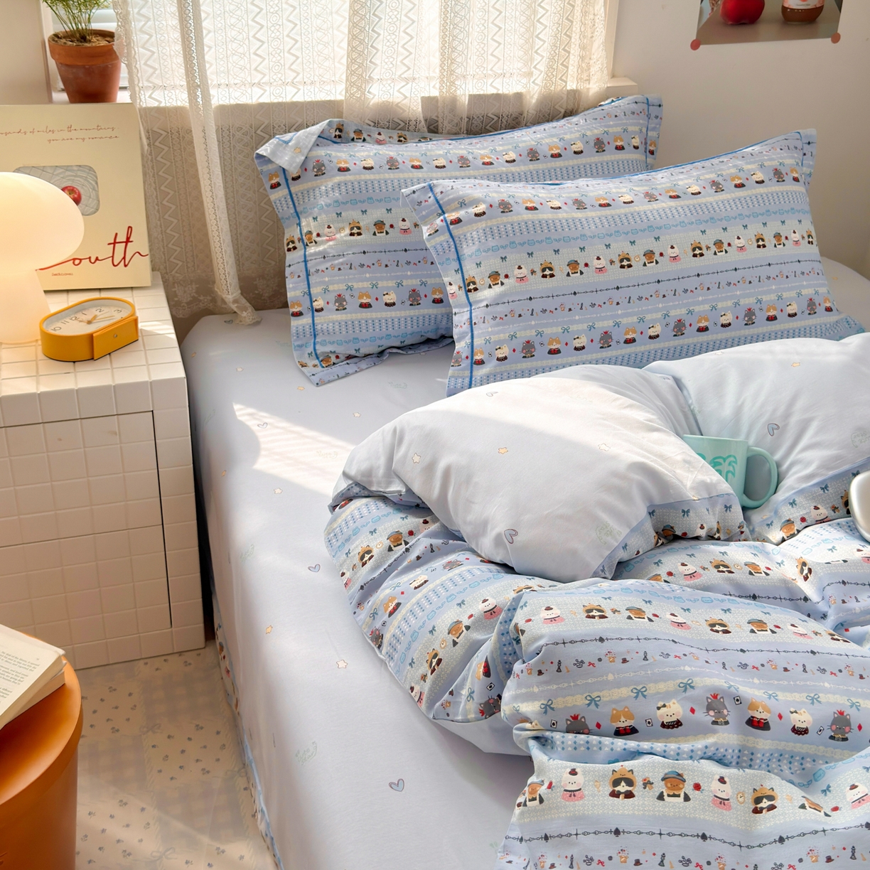 91家纺网 家纺一手货源 找家纺 乐童家纺 2026新款全棉纯棉网红直播爆款吊边＋一字绣工艺款四件套（四） 喵小姐的家