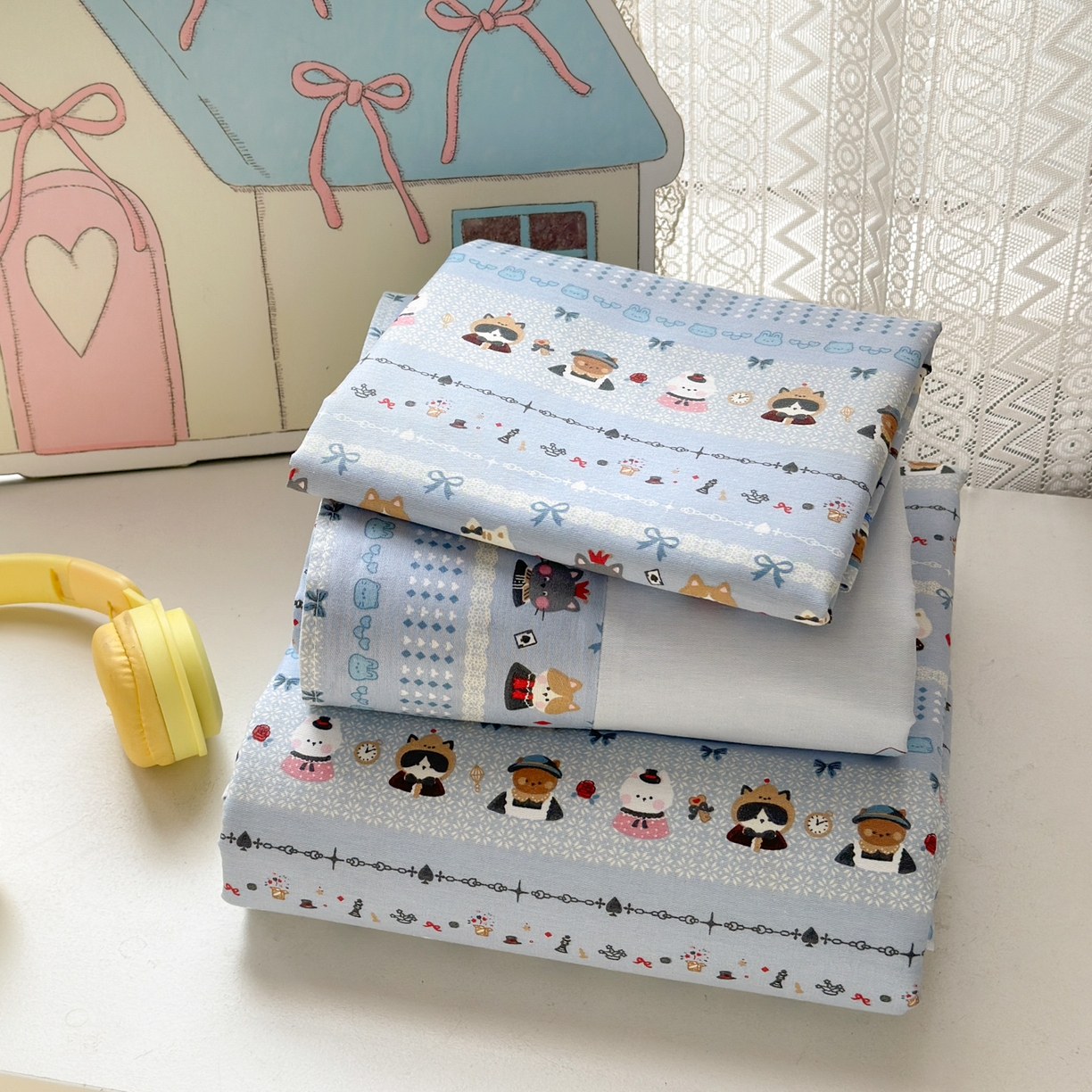 91家纺网 家纺一手货源 找家纺 乐童家纺 2026新款全棉纯棉网红直播爆款吊边＋一字绣工艺款四件套（四） 喵小姐的家