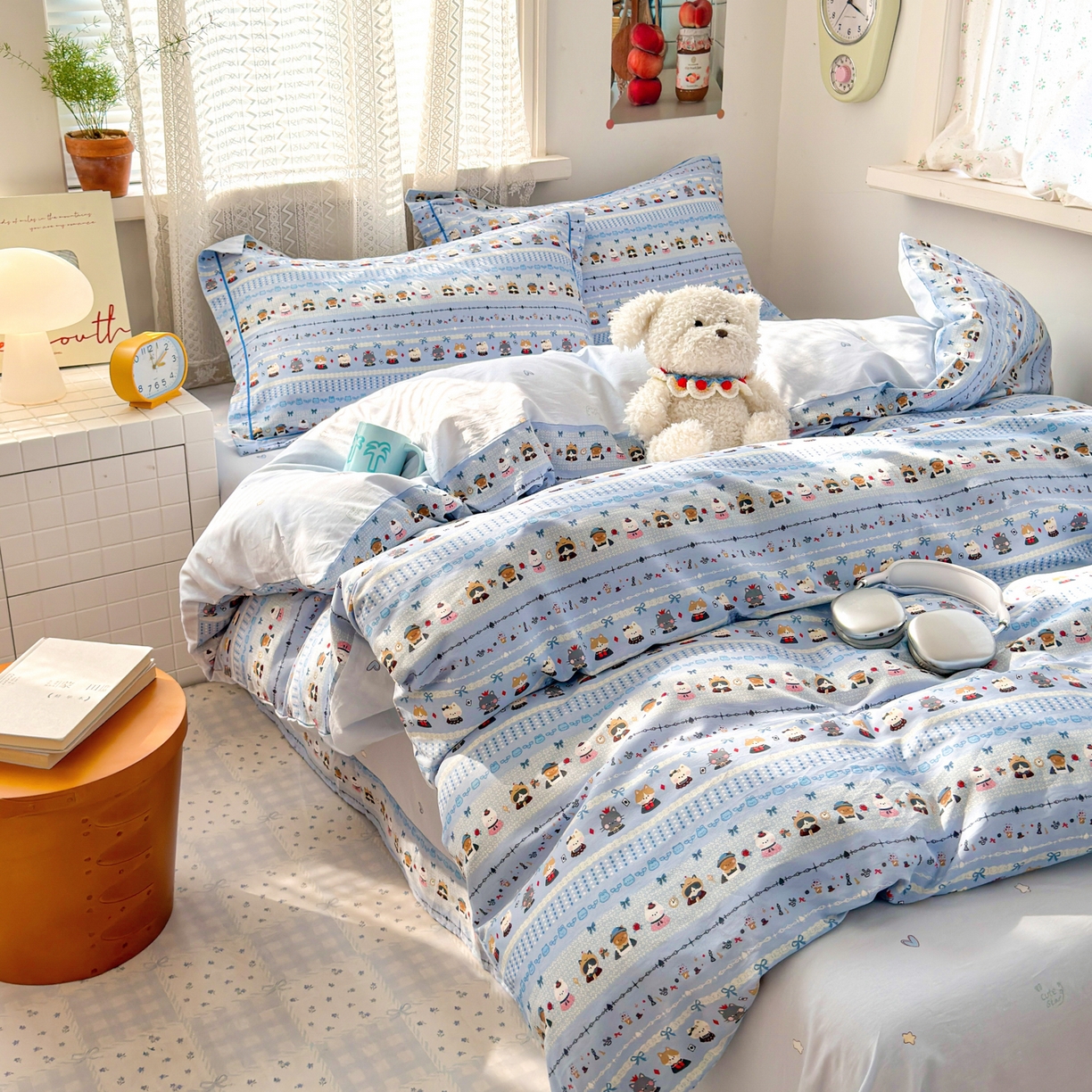 91家纺网 家纺一手货源 找家纺 乐童家纺 2026新款全棉纯棉网红直播爆款吊边＋一字绣工艺款四件套（四） 喵小姐的家