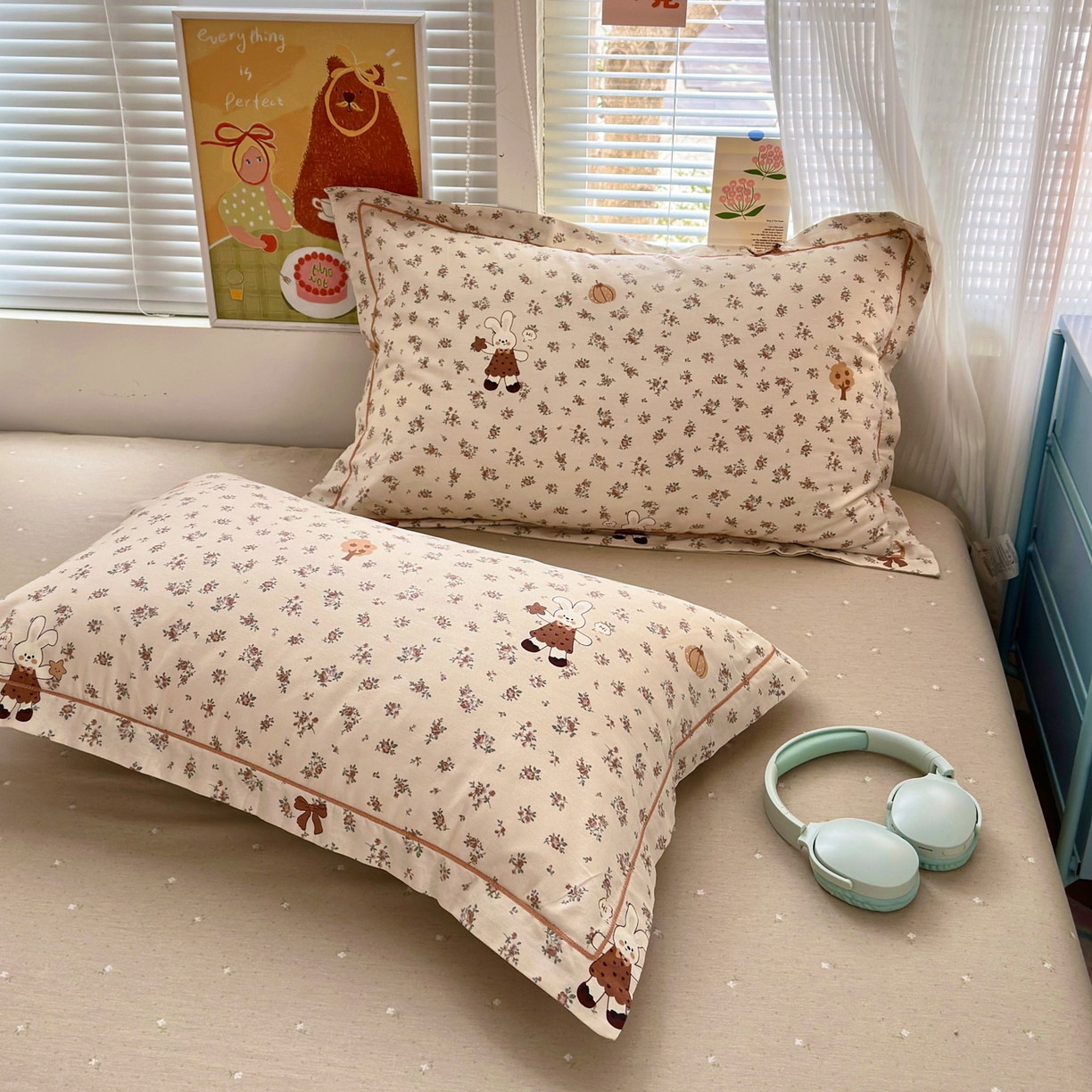 91家纺网 家纺一手货源 找家纺 乐童家纺 2026新款全棉纯棉网红直播爆款吊边＋一字绣工艺款四件套（四） 南瓜甜心