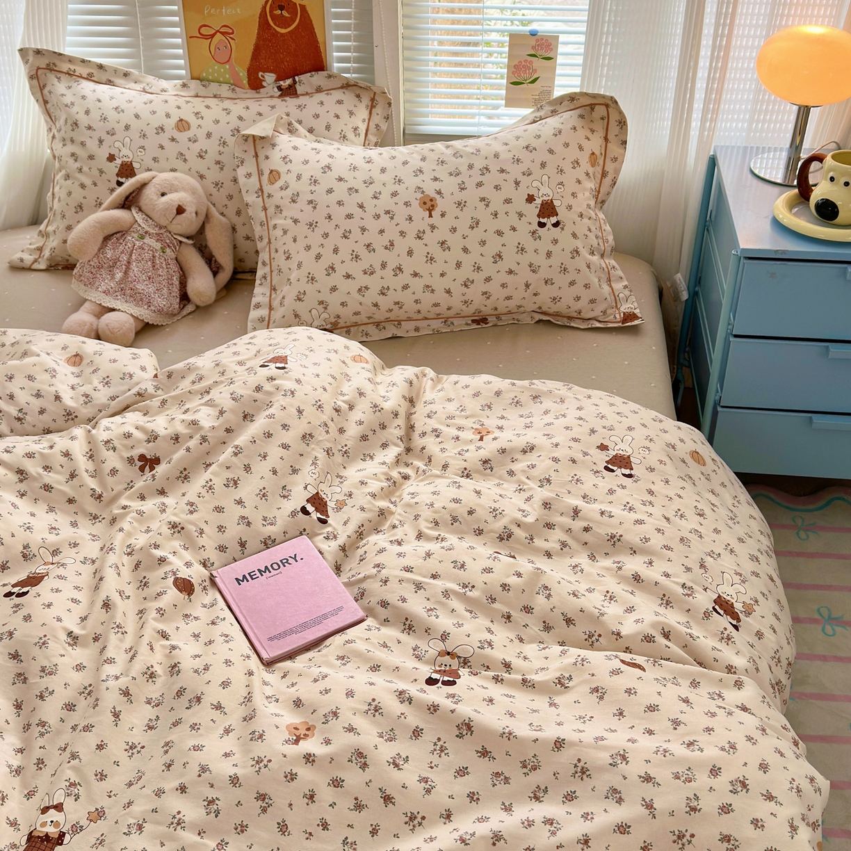 91家纺网 家纺一手货源 找家纺 乐童家纺 2026新款全棉纯棉网红直播爆款吊边＋一字绣工艺款四件套（四） 南瓜甜心