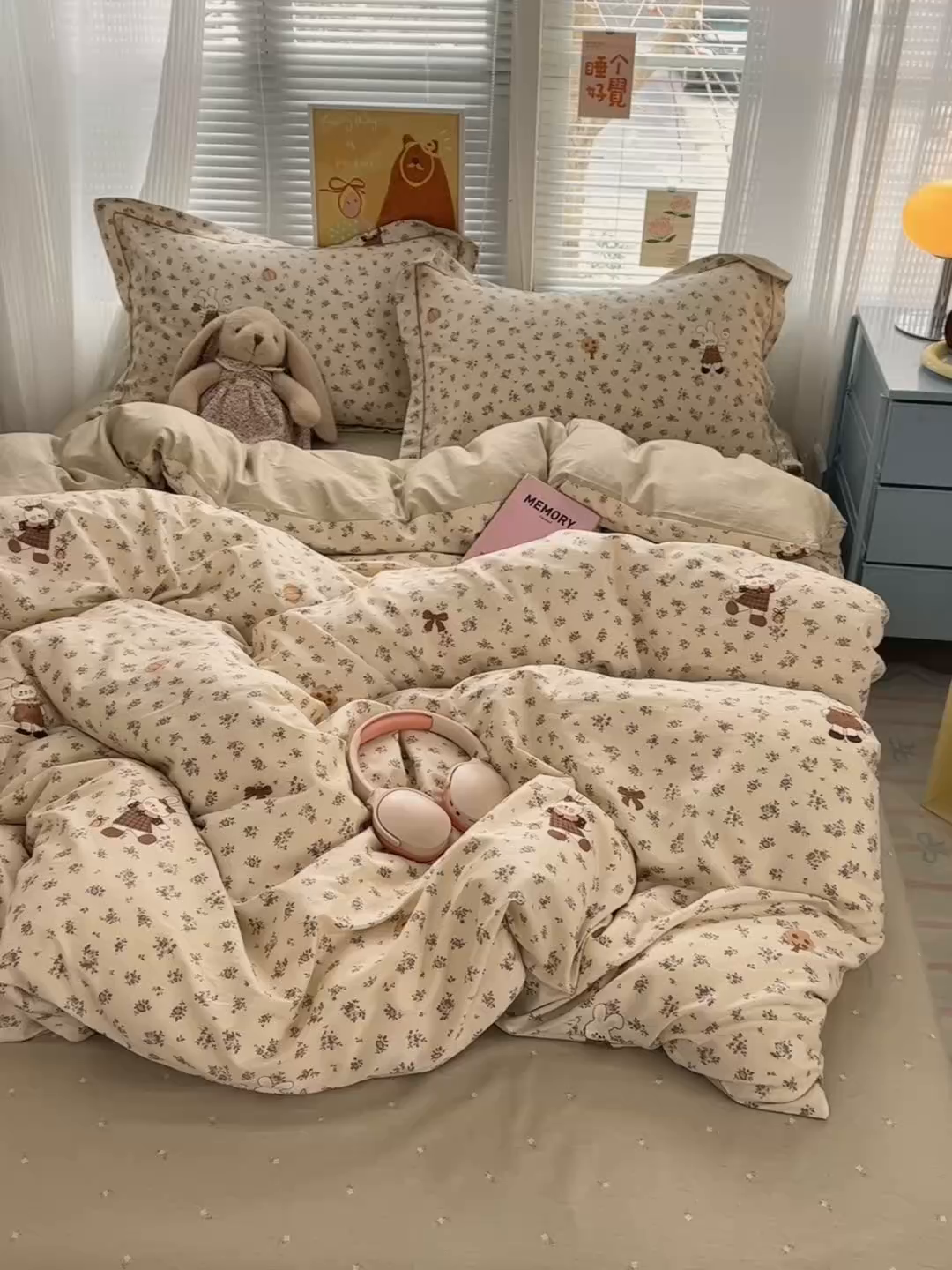 91家纺网 家纺一手货源 找家纺 乐童家纺 2026新款全棉纯棉网红直播爆款吊边＋一字绣工艺款四件套（四） 南瓜甜心