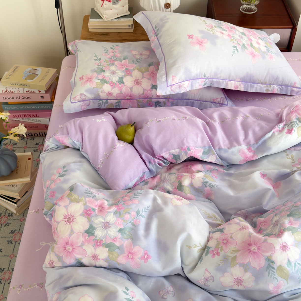 91家纺网 家纺一手货源 找家纺 乐童家纺 2026新款全棉纯棉网红直播爆款吊边＋一字绣工艺款四件套（四） 汐颜