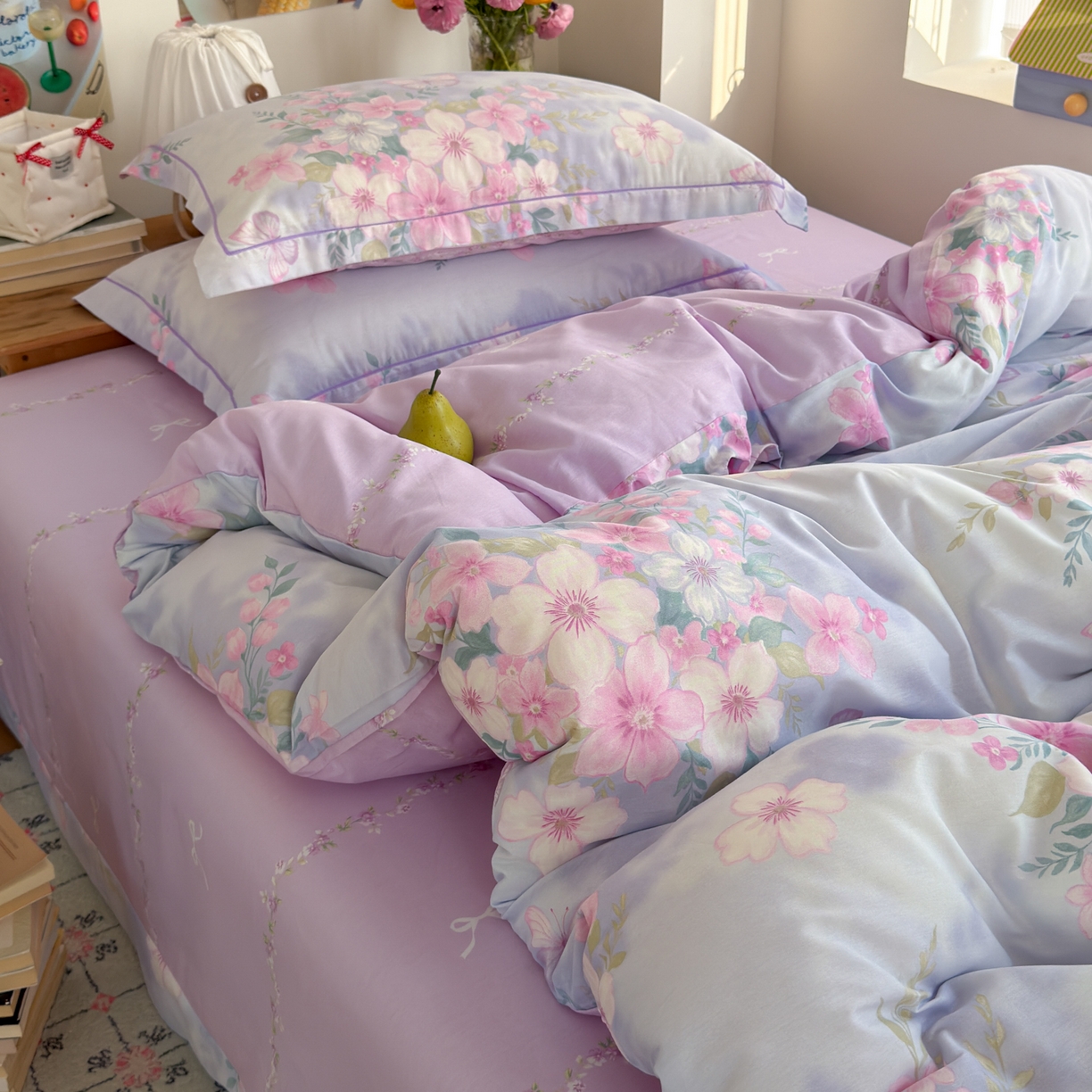 91家纺网 家纺一手货源 找家纺 乐童家纺 2026新款全棉纯棉网红直播爆款吊边＋一字绣工艺款四件套（四） 汐颜