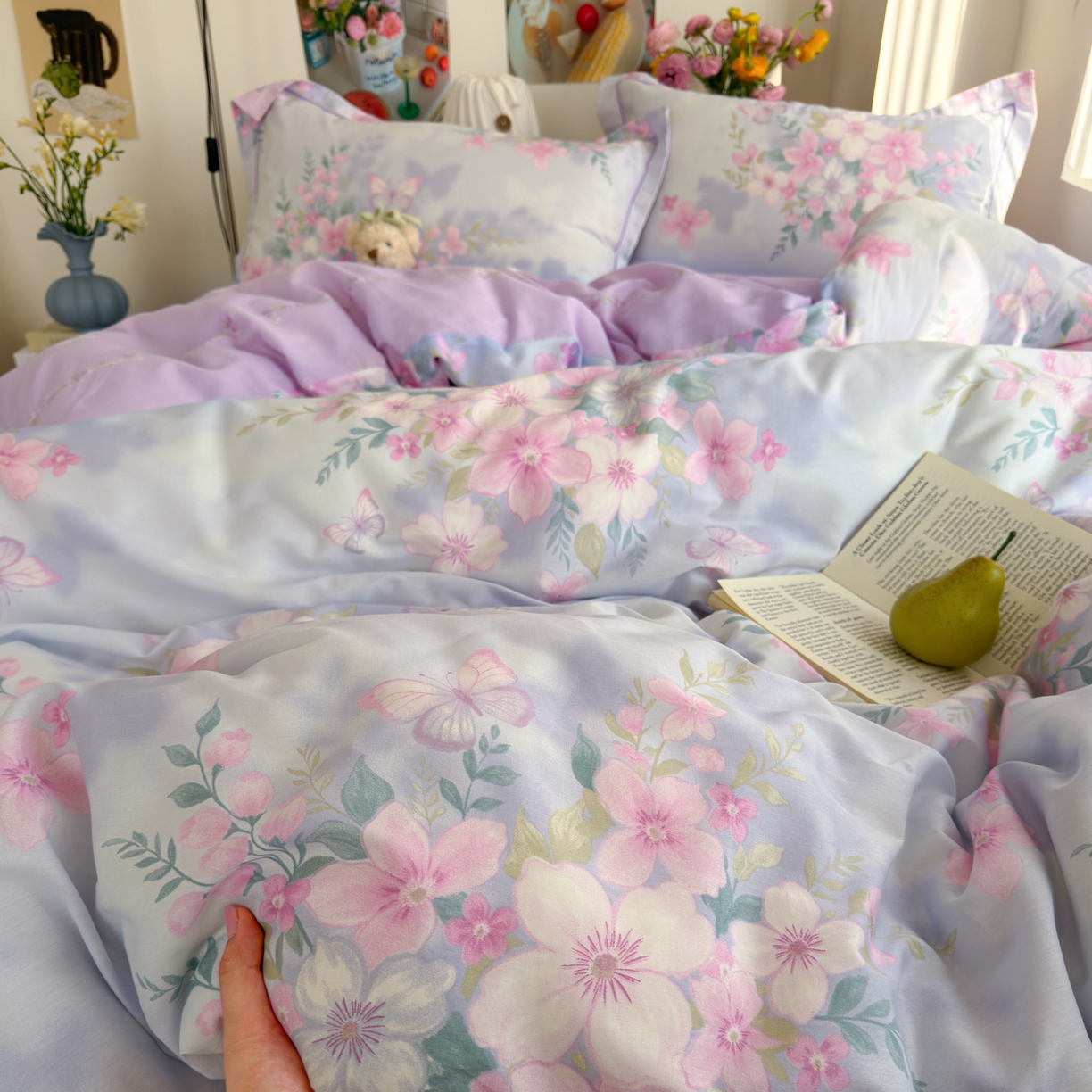 91家纺网 家纺一手货源 找家纺 乐童家纺 2026新款全棉纯棉网红直播爆款吊边＋一字绣工艺款四件套（四） 汐颜