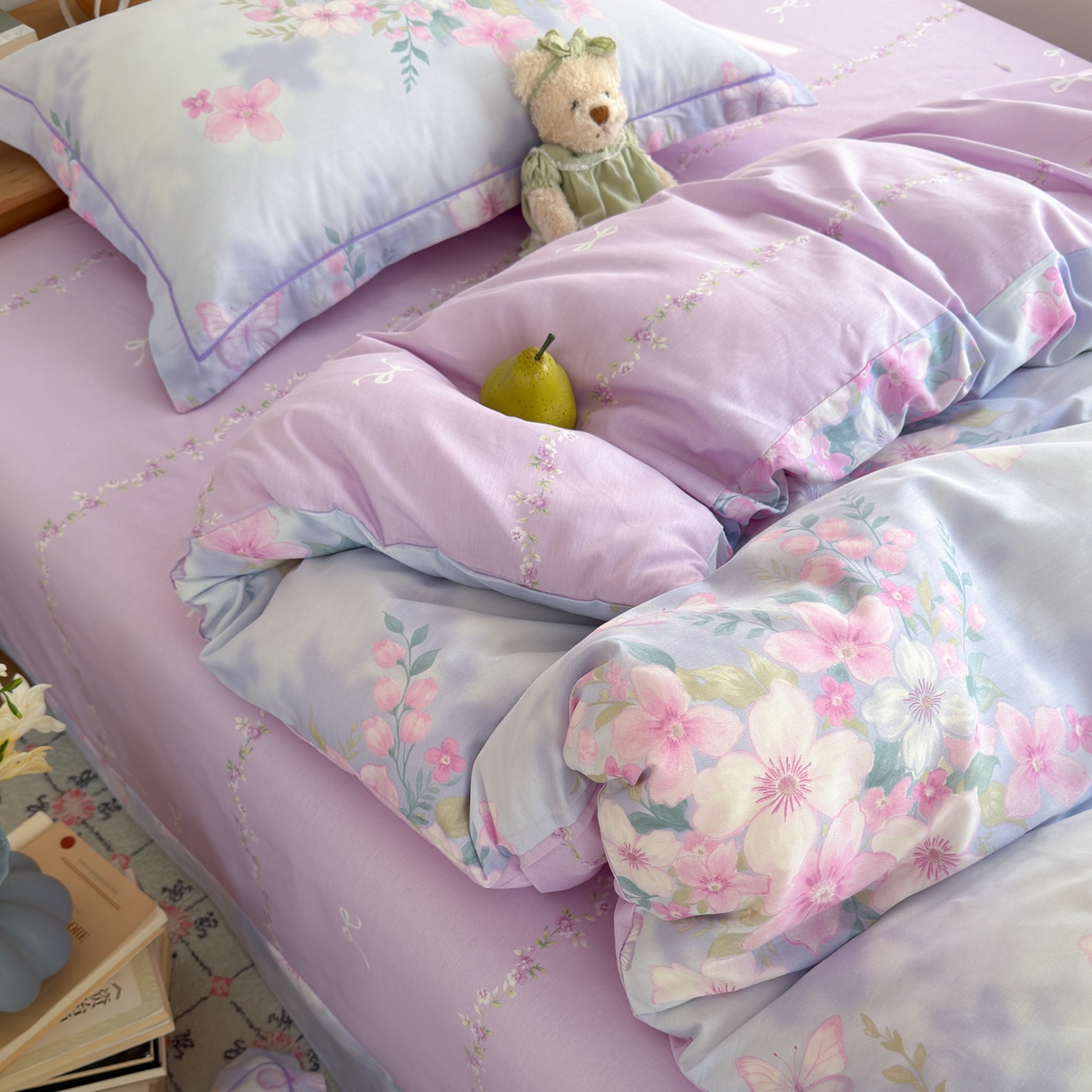 91家纺网 家纺一手货源 找家纺 乐童家纺 2026新款全棉纯棉网红直播爆款吊边＋一字绣工艺款四件套（四） 汐颜