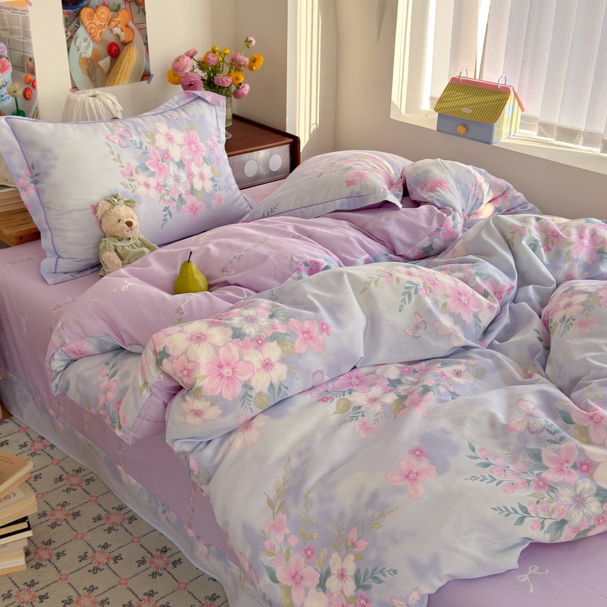 91家纺网 家纺一手货源 找家纺 乐童家纺 2026新款全棉纯棉网红直播爆款吊边＋一字绣工艺款四件套（四） 汐颜