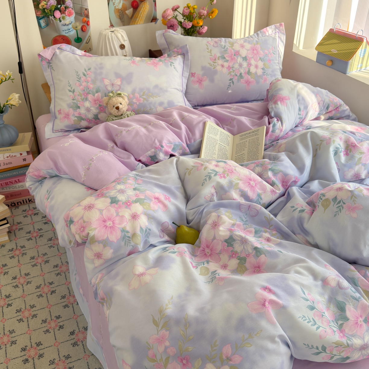 91家纺网 家纺一手货源 找家纺 乐童家纺 2026新款全棉纯棉网红直播爆款吊边＋一字绣工艺款四件套（四） 汐颜