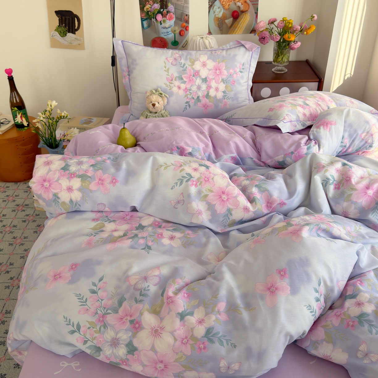 91家纺网 家纺一手货源 找家纺 乐童家纺 2026新款全棉纯棉网红直播爆款吊边＋一字绣工艺款四件套（四） 汐颜