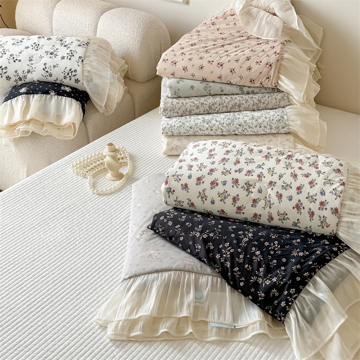 91家纺网 家纺一手货源 找家纺 （总）吾欢心 2026新款法式花边凉感丝夏凉被空调被夏被可机洗