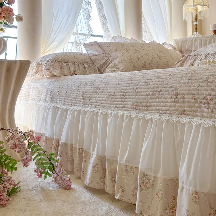 91家纺网 家纺一手货源 找家纺 瑞宝 2026新款全棉纯棉床盖小碎花玻璃纱四件套 南湘