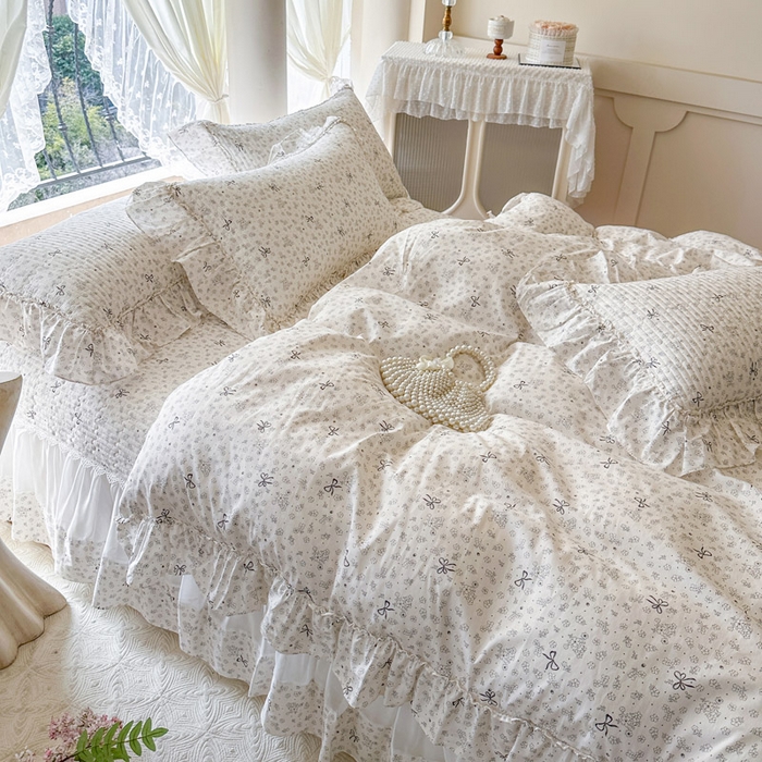 91家纺网 家纺一手货源 找家纺 瑞宝 2026新款全棉纯棉床盖小碎花玻璃纱四件套 春信