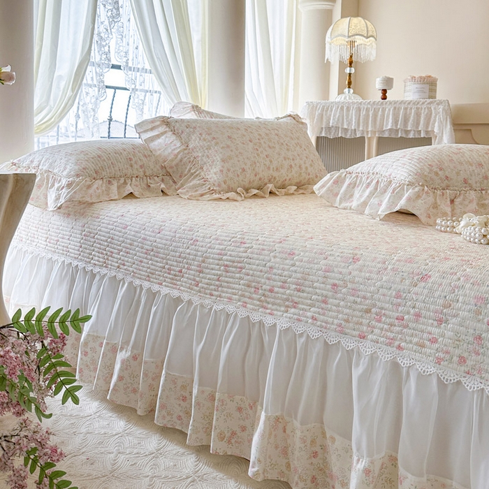 91家纺网 家纺一手货源 找家纺 瑞宝 2026新款全棉纯棉床盖小碎花玻璃纱四件套 花境