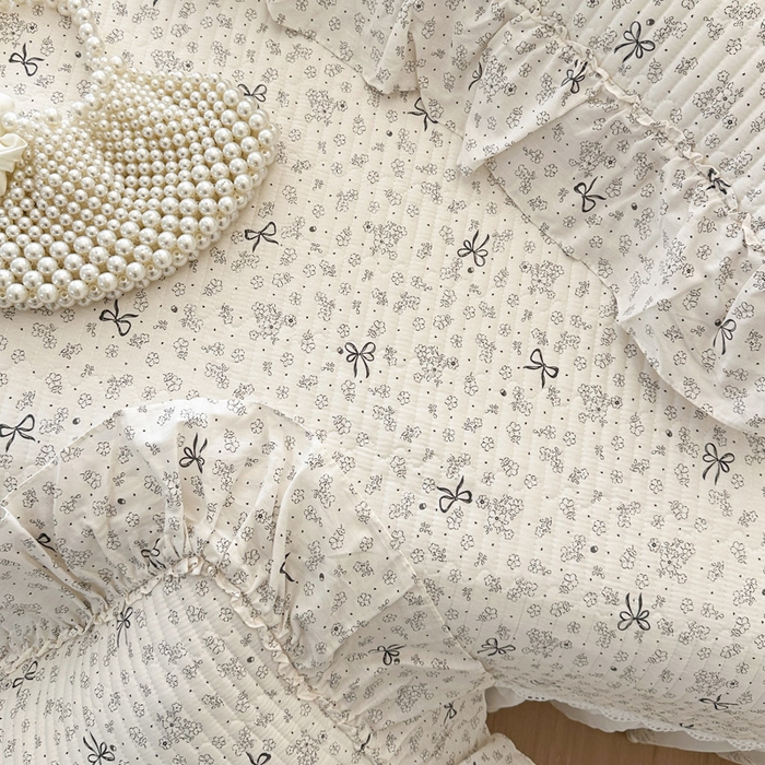 91家纺网 家纺一手货源 找家纺 瑞宝 2026新款全棉纯棉床盖小碎花玻璃纱四件套 春信