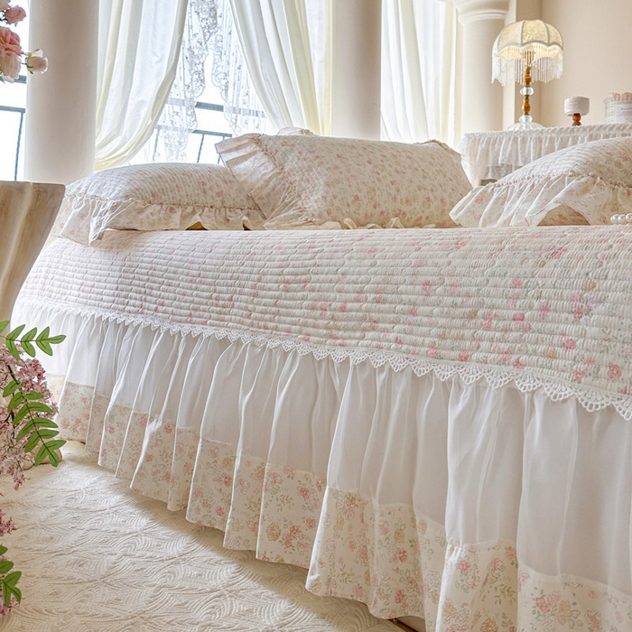 91家纺网 家纺一手货源 找家纺 瑞宝 2026新款全棉纯棉床盖小碎花玻璃纱四件套 花境