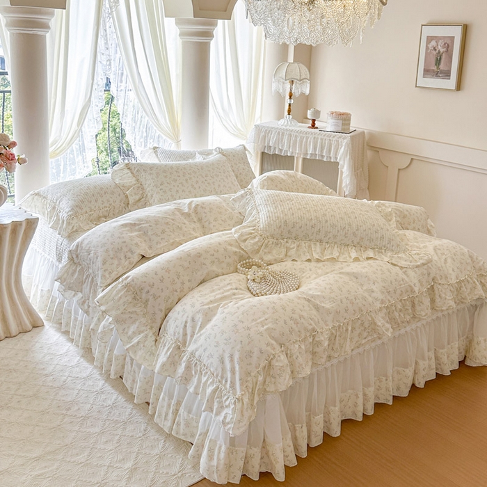 91家纺网 家纺一手货源 找家纺 瑞宝 2026新款全棉纯棉床盖小碎花玻璃纱四件套 林晚