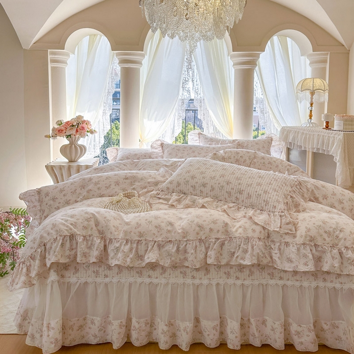 91家纺网 家纺一手货源 找家纺 瑞宝 2026新款全棉纯棉床盖小碎花玻璃纱四件套 简宁