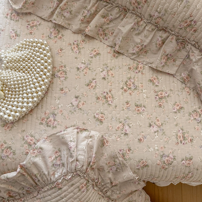 91家纺网 家纺一手货源 找家纺 瑞宝 2026新款全棉纯棉床盖小碎花玻璃纱四件套 南湘