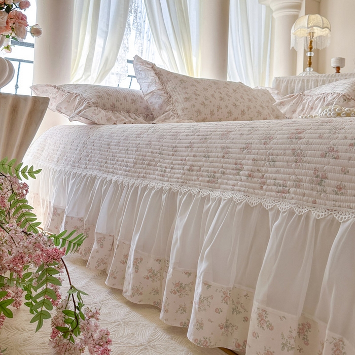 91家纺网 家纺一手货源 找家纺 瑞宝 2026新款全棉纯棉床盖小碎花玻璃纱四件套 简宁