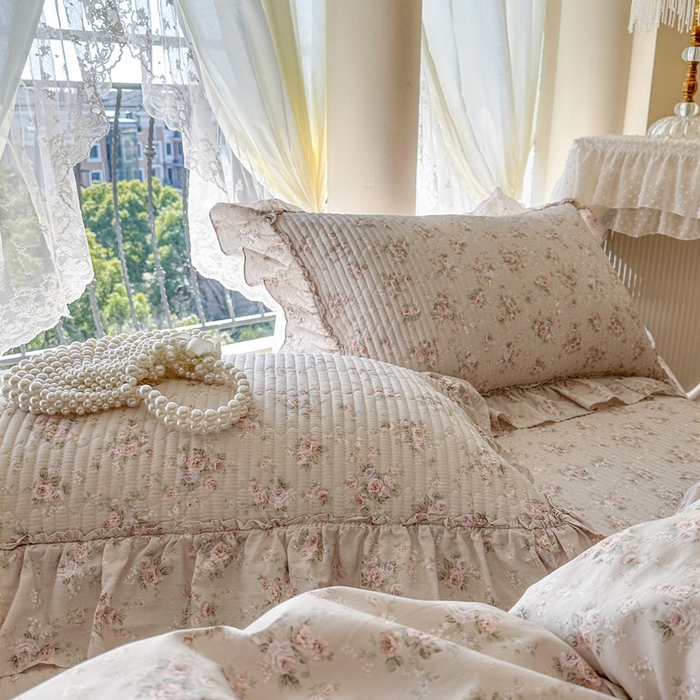 91家纺网 家纺一手货源 找家纺 瑞宝 2026新款全棉纯棉床盖小碎花玻璃纱四件套 南湘