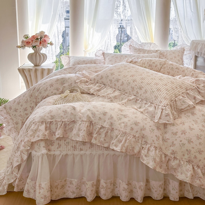 91家纺网 家纺一手货源 找家纺 瑞宝 2026新款全棉纯棉床盖小碎花玻璃纱四件套 简宁